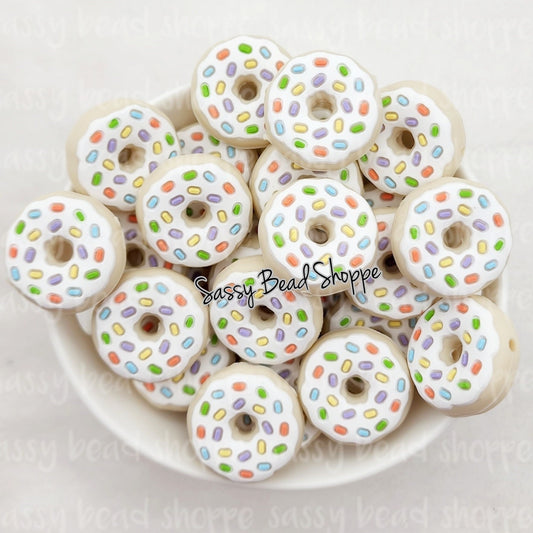 Sassy Bead Shoppe White Sprinkle Donut Focal Bead