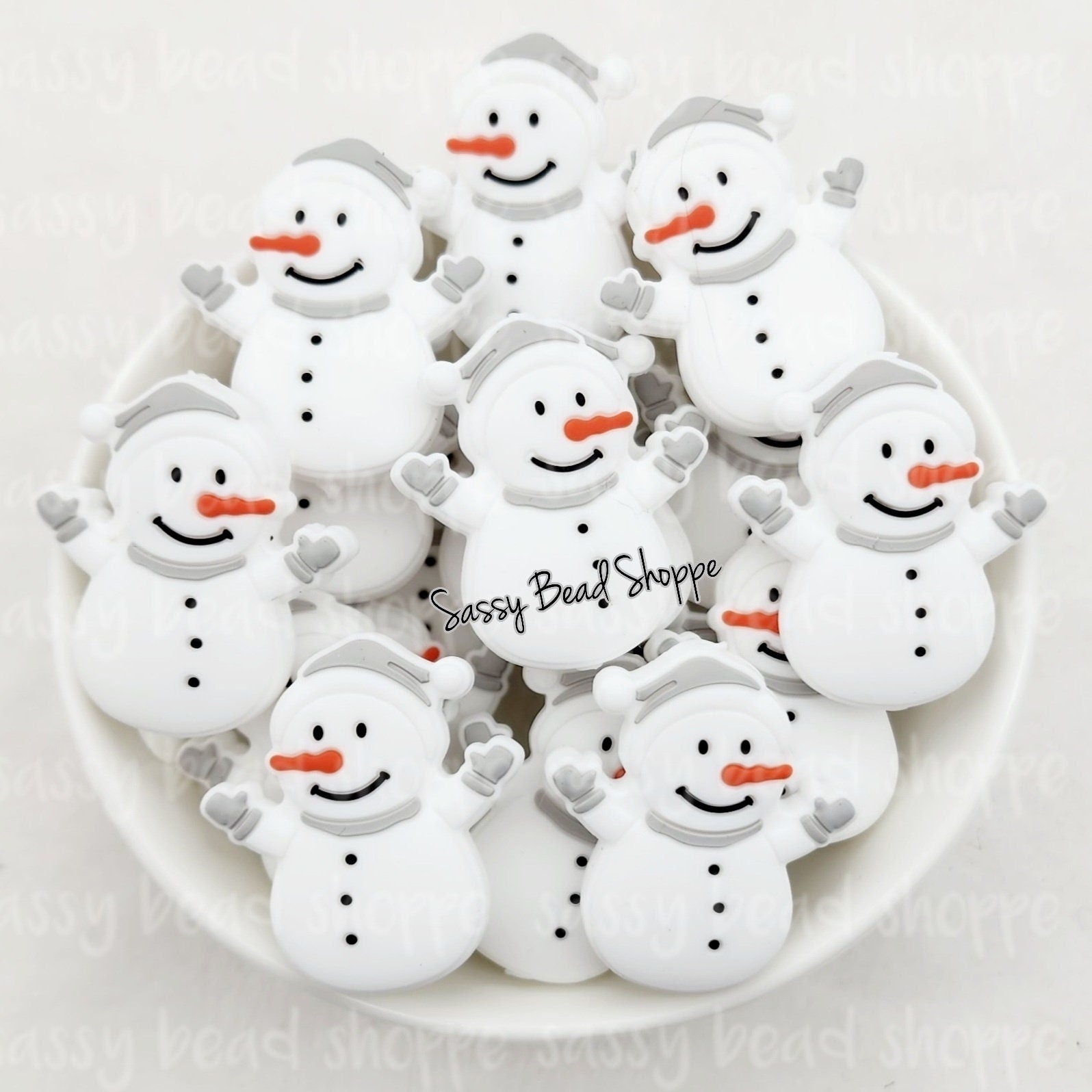 Sassy Bead Shoppe Gray Snowman Focal Bead