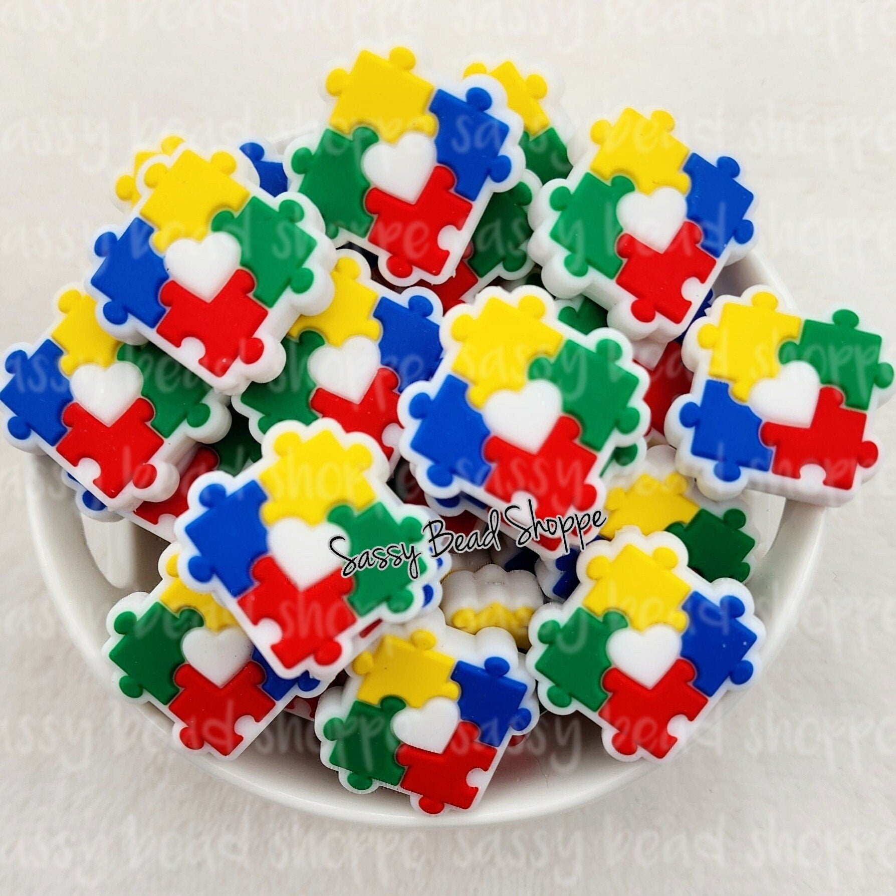 Autism Puzzle Piece Focal Bead - Sassy Bead Shoppe