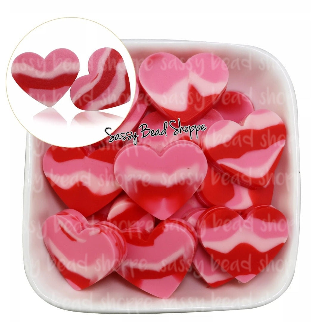 20mm Tie Dye Heart Focal Bead