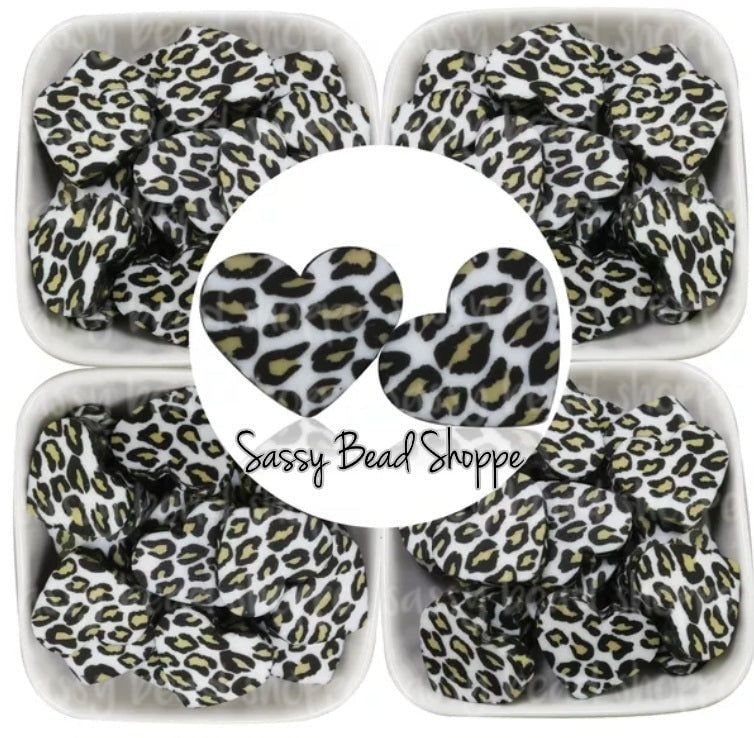 20mm Leopard Heart Focal Bead