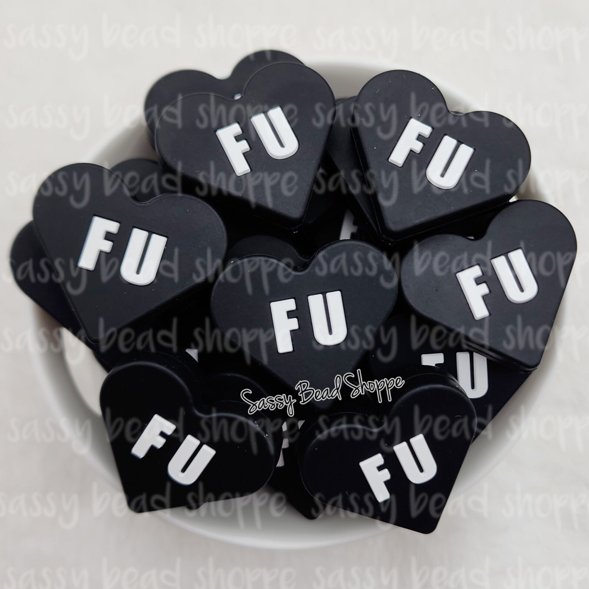 Sassy Bead Shoppe FU Black Heart Focal Bead