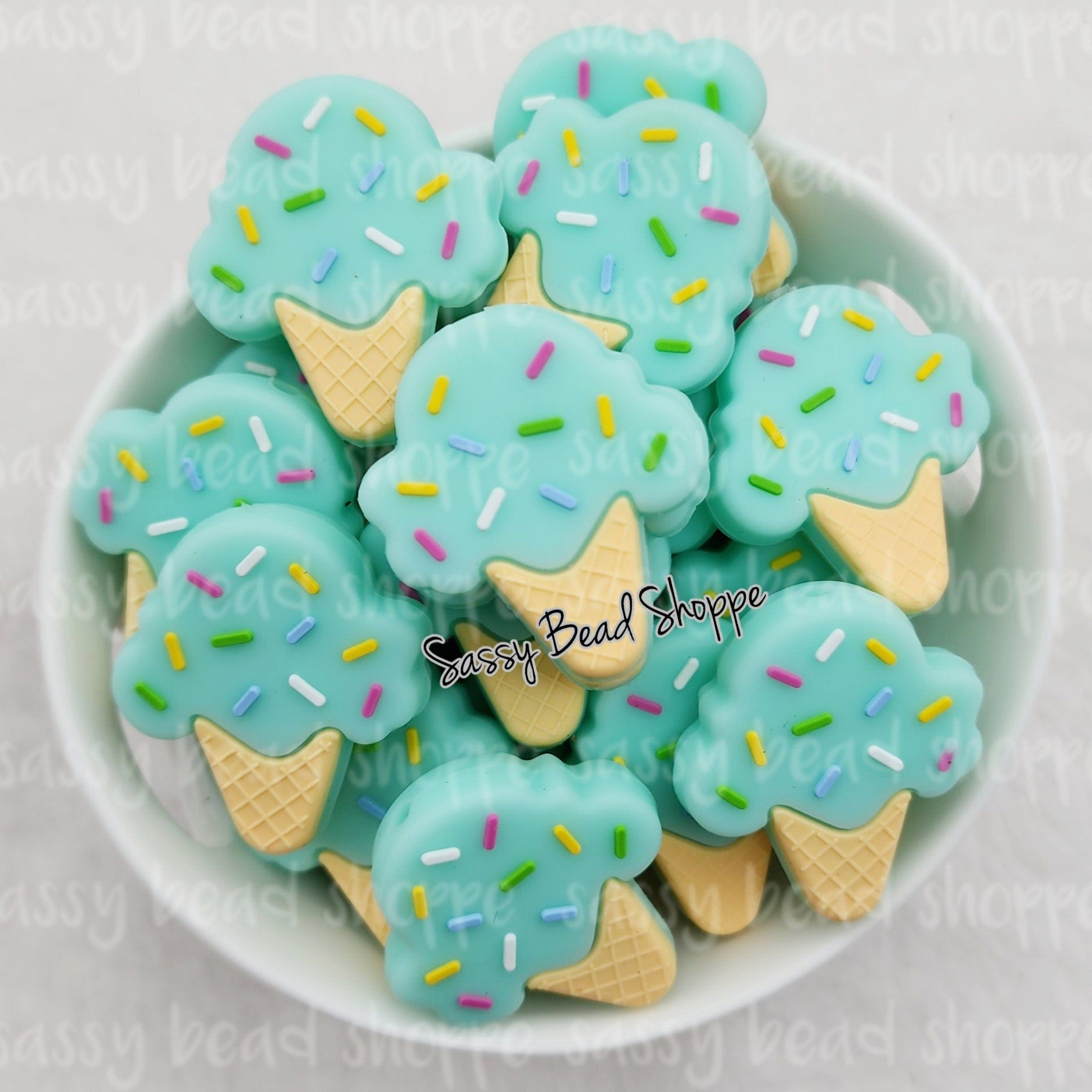 Sassy Bead Shoppe Mint Ice Cream Cone Focal Bead