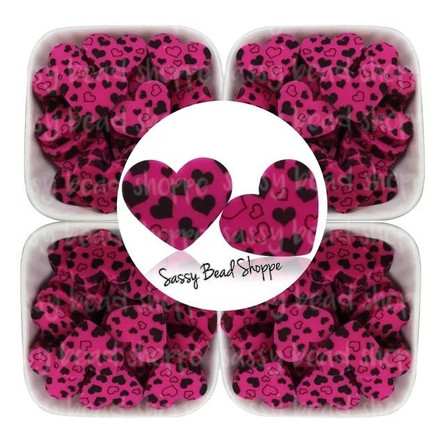 Sassy Bead Shoppe
Hot Pink & Black Hearts Focal Bead