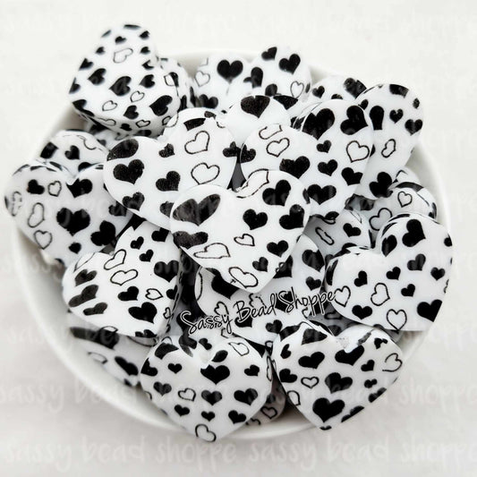 Sassy Bead Shoppe White & Black Heart Focal Bead