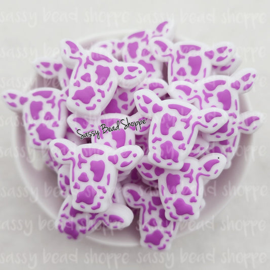 Sassy Bead Shoppe Purple Cow Head Focal Bead