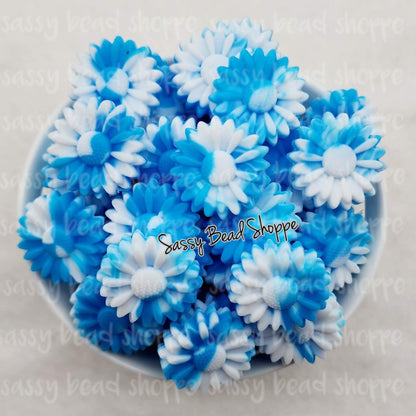 Sassy Bead Shoppe Blue Tie Dye Flower Focal Bead