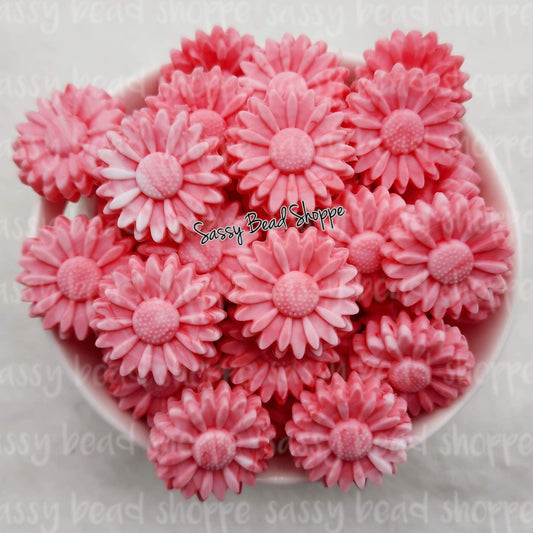 Sassy Bead Shoppe Pink Marble Daisy Focal Bead