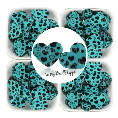 Sassy Bead Shoppe Turquoise & Black Heart Focal Bead