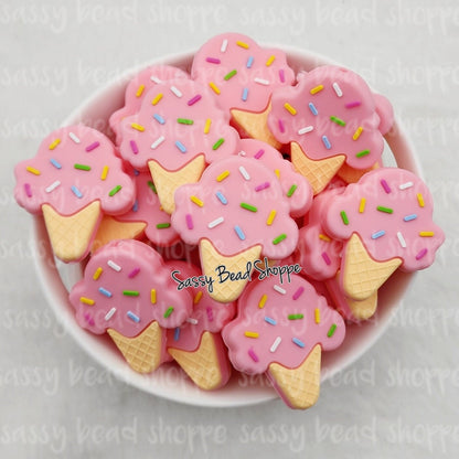 Sassy Bead Shoppe Pink Ice Cream Cone Focal Bead