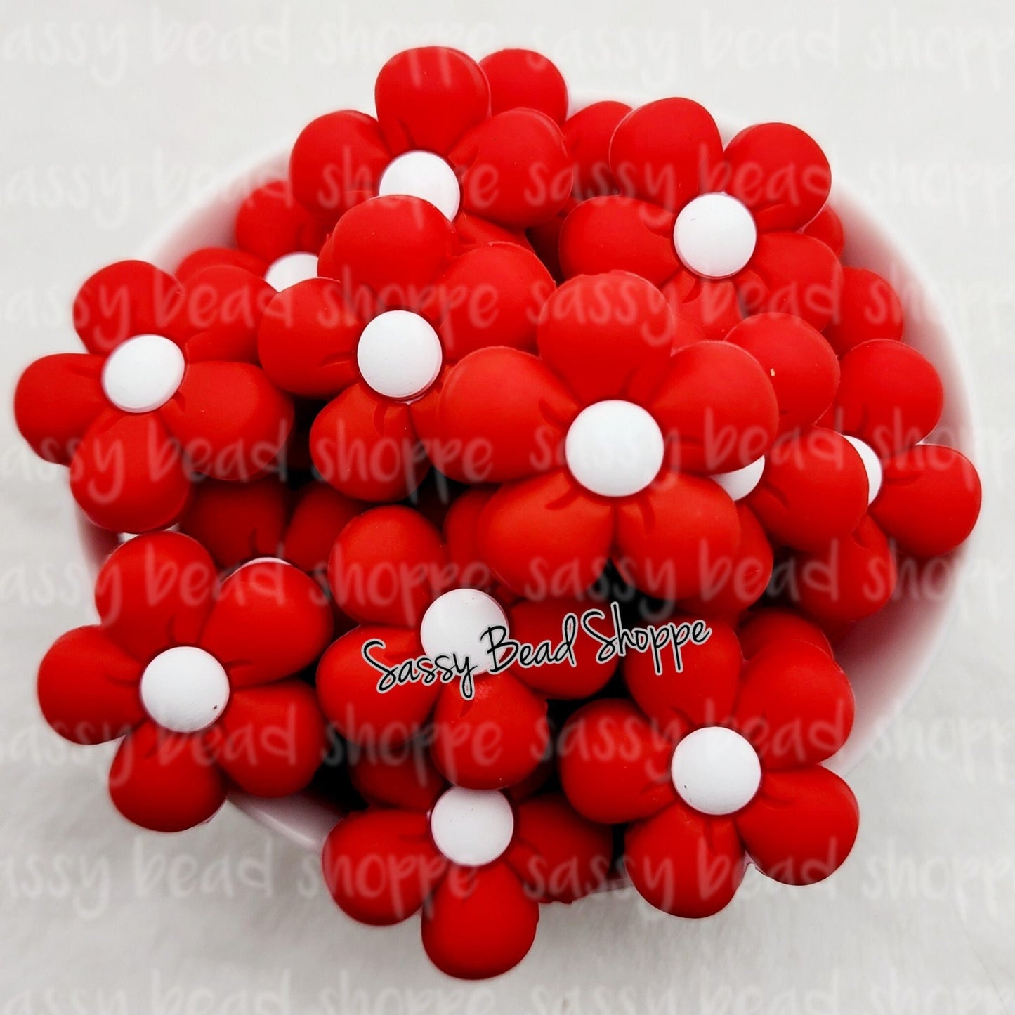 Sassy Bead Shoppe Red Flower Focal Bead