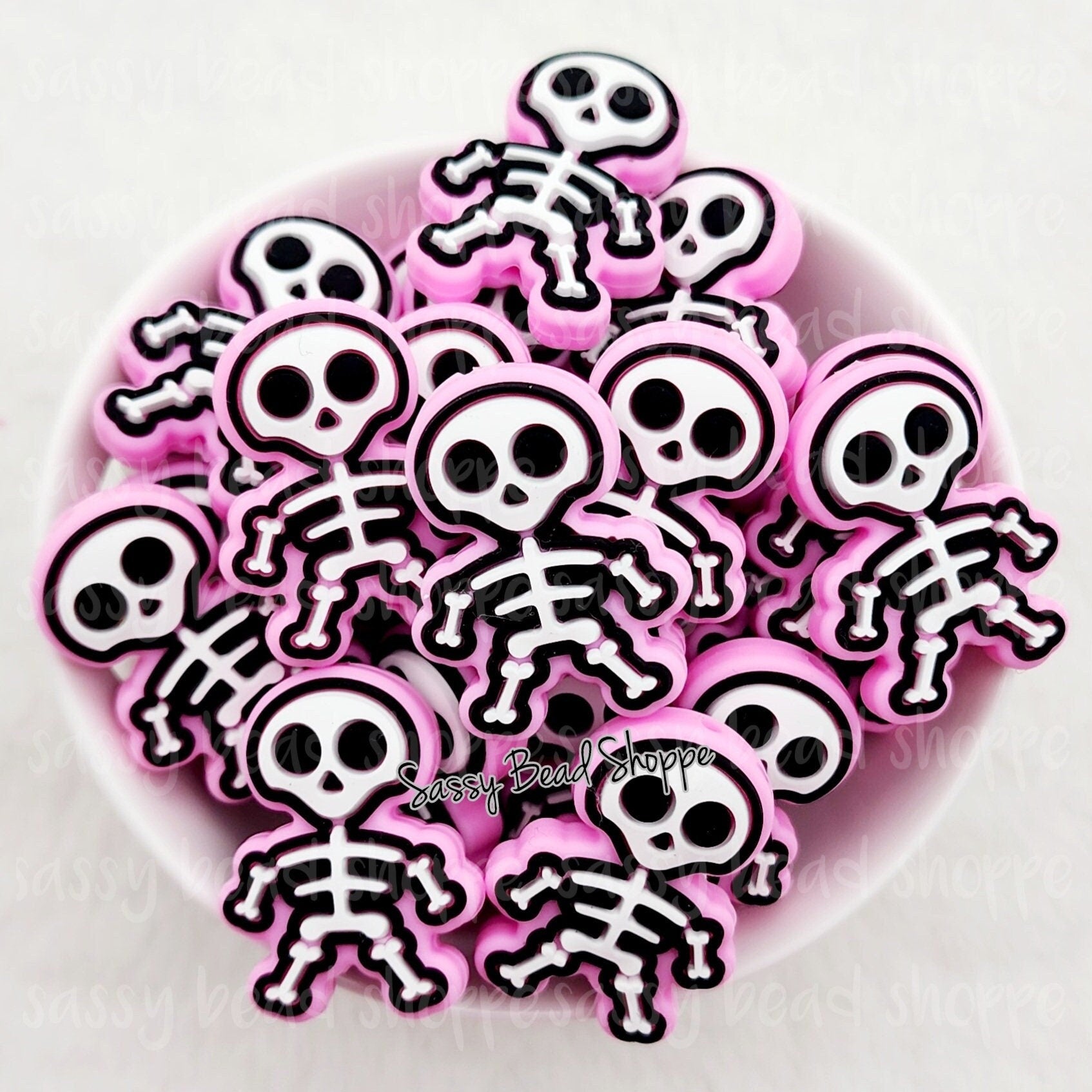 Sassy Bead Shoppe Pink Skeleton Focal Bead