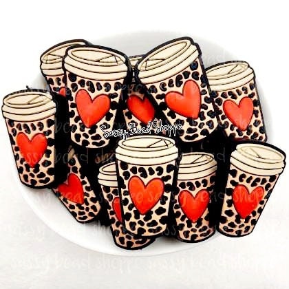 Peach with Red Heart Coffee Cup Beads - Sassy Bead Shoppe