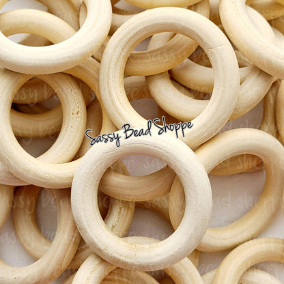 Natural Wood Ring 55mm 3 Count - Sassy Bead Shoppe