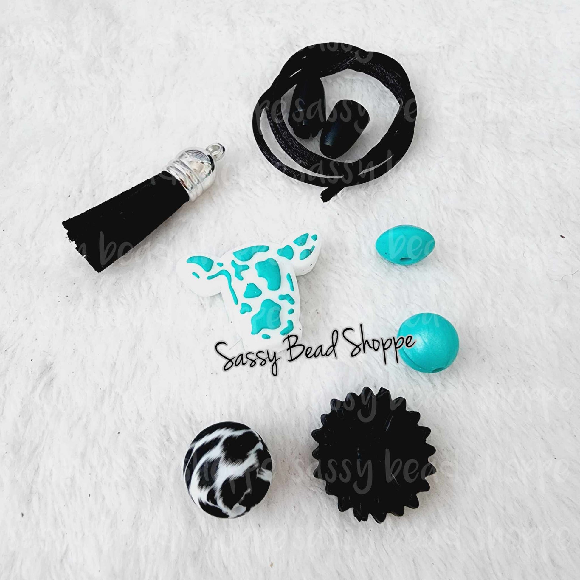 Sassy Bead Shoppe Western Cow Turquoise Car Charm What you will receive in your kit