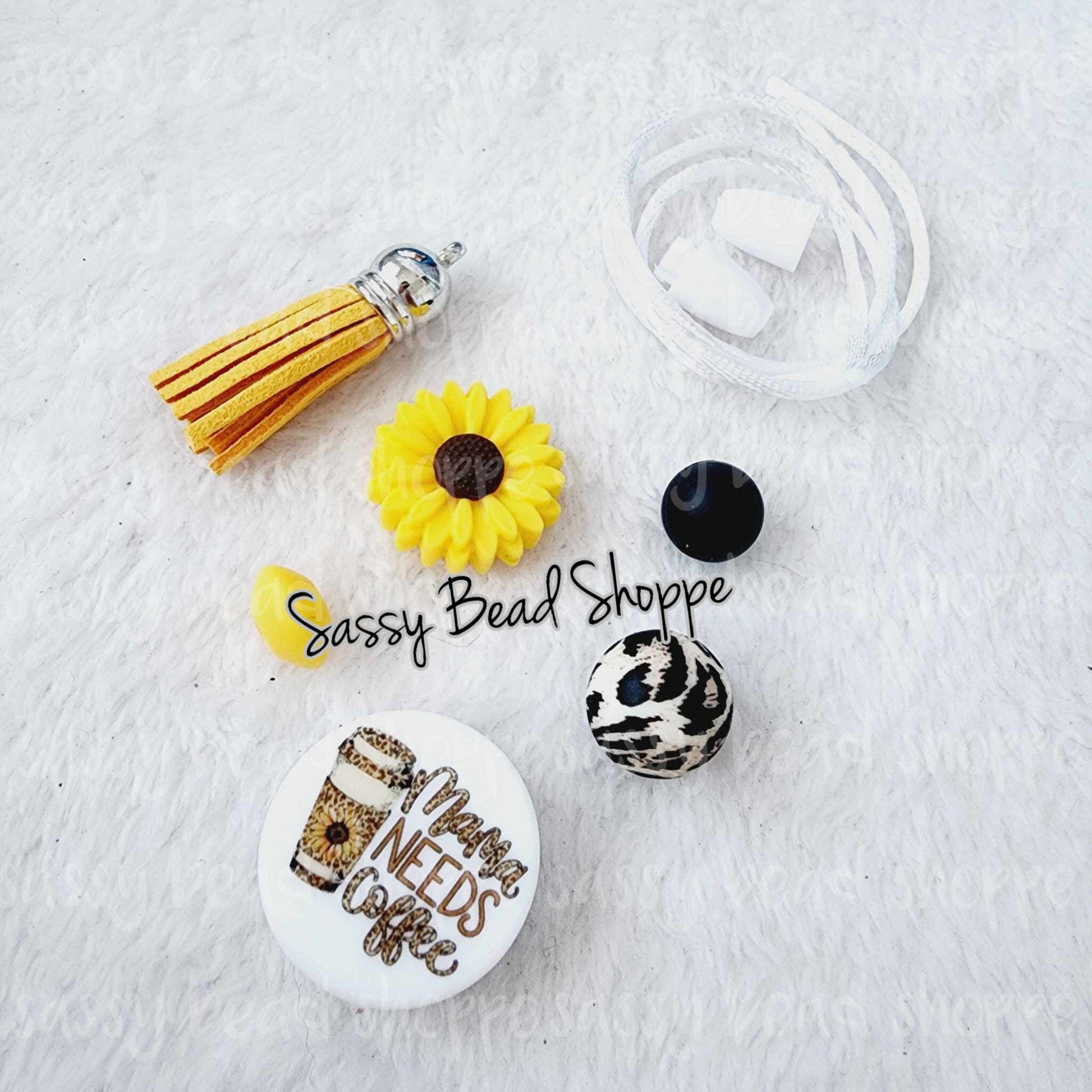 Sassy Bead Shoppe Coffee & Sunshine Car Charm What you will receive in your kit