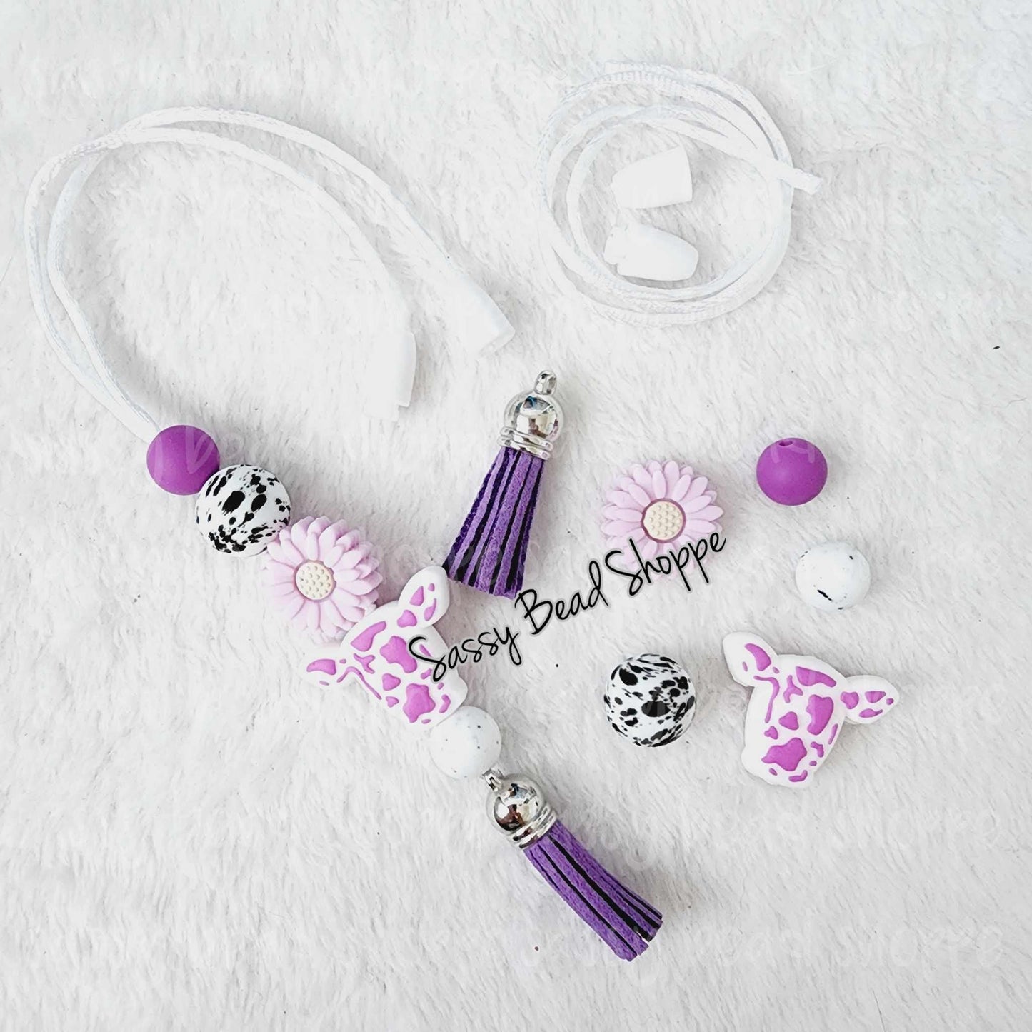 Sassy Bead Shoppe Western Cow Purple Car Charm