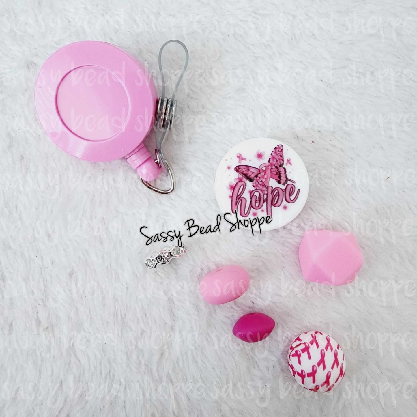 Sassy Bead Shoppe Hope Ribbon Badge Reel What you will receive in your kit