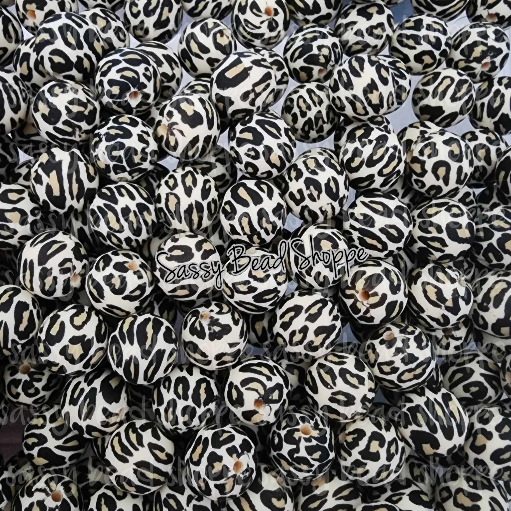 Sassy Bead Shoppe Cream Leopard Silicone Beads