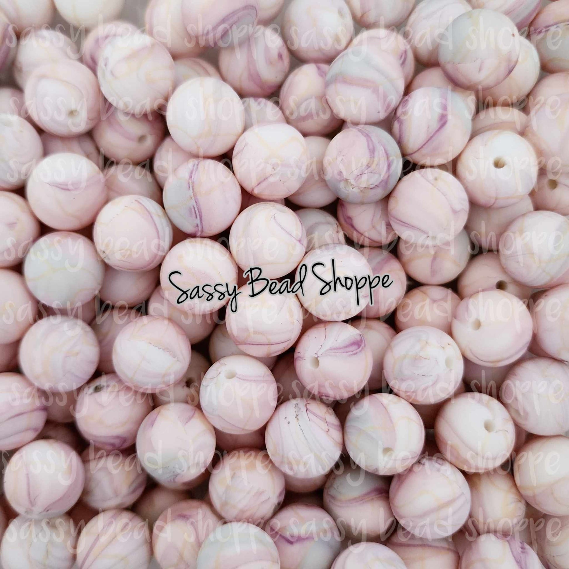 Sassy Bead Shoppe Pink Marble Swirl Silicone Beads