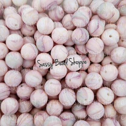 Sassy Bead Shoppe Pink Marble Swirl Silicone Beads