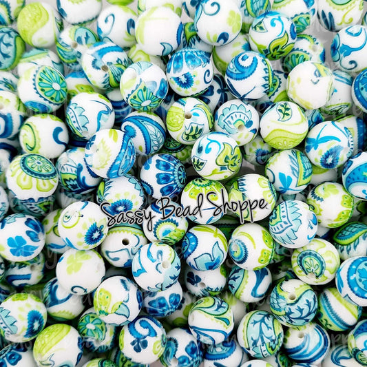 Sassy Bead Shoppe Blue & Green Silicone Beads