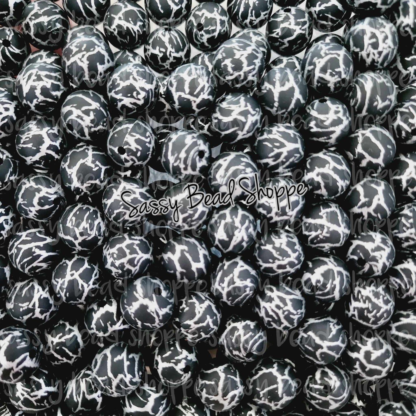 Sassy Bead Shoppe Black Crackle Silicone Beads