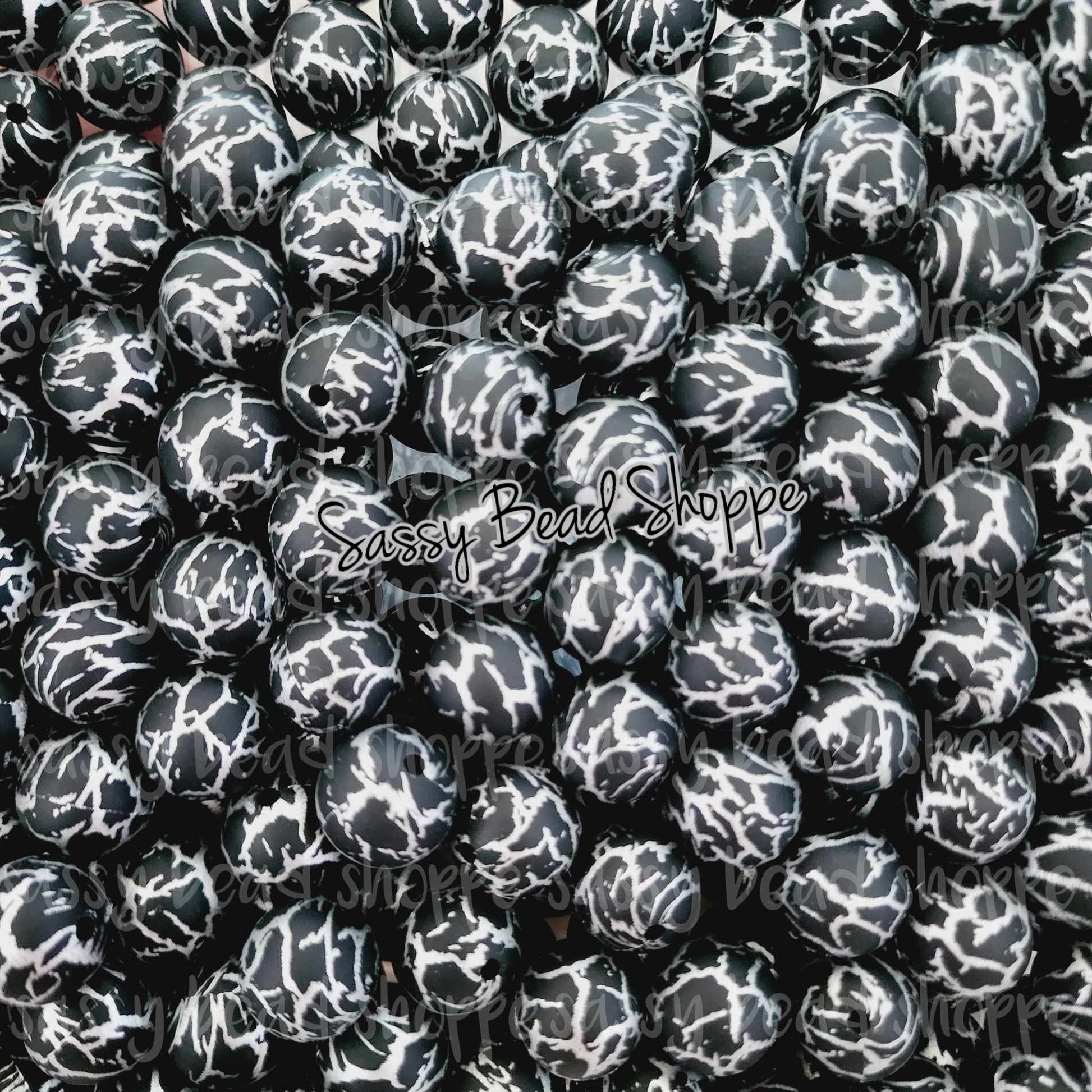 15mm Black Crackle Silicone Beads - Sassy Bead Shoppe