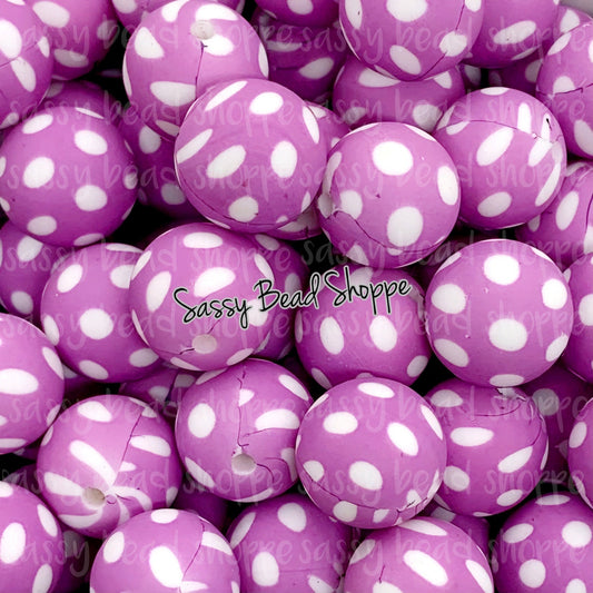 Sassy Bead Shoppe Purple Polka Dot Silicone Beads