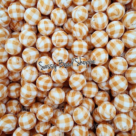 Sassy Bead Shoppe
Mustard & White Plaid Silicone Beads