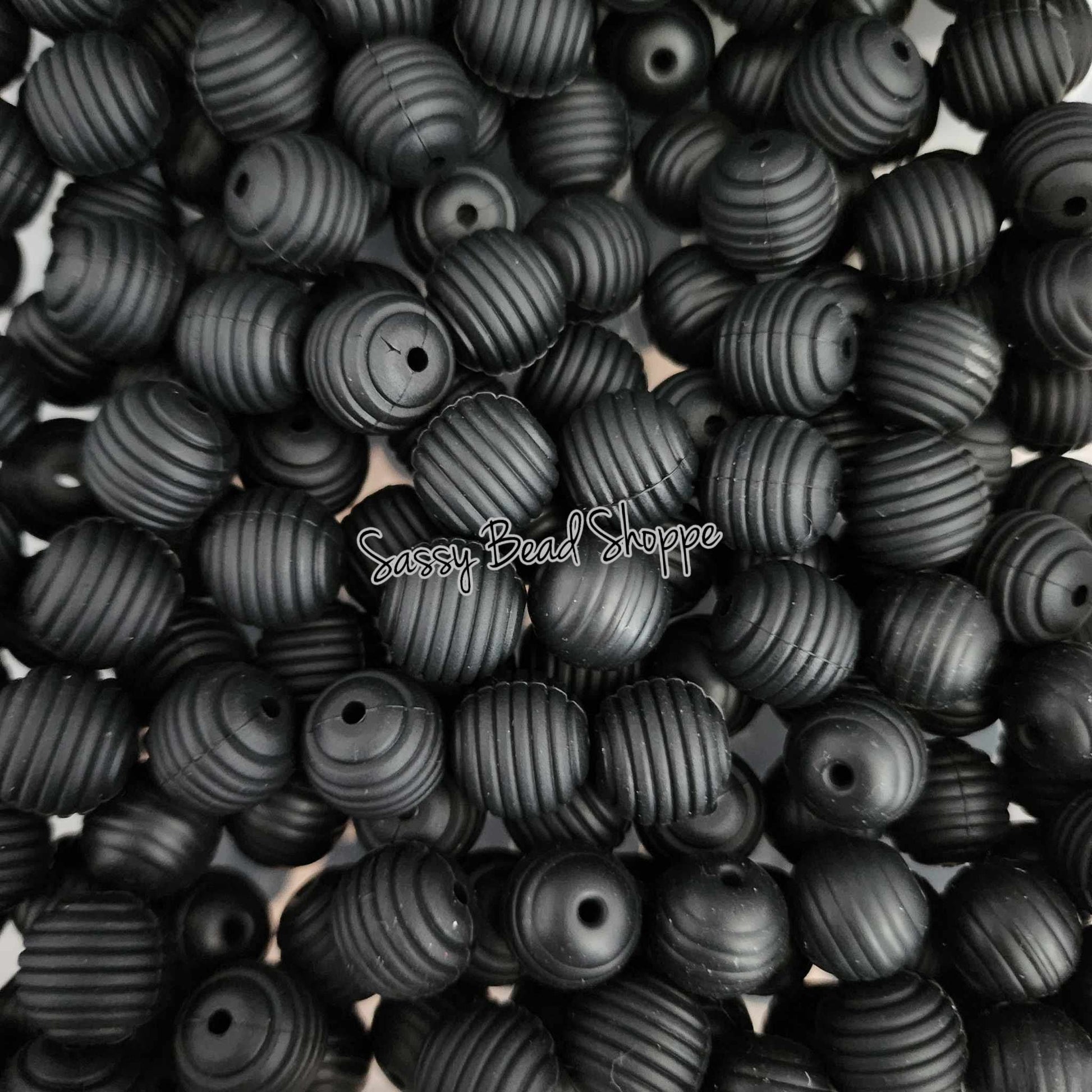 15mm Black Stripe Silicone Beads - Sassy Bead Shoppe