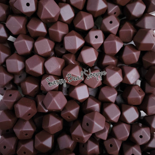 Brown 14mm Hexagon Silicone Beads - Sassy Bead Shoppe