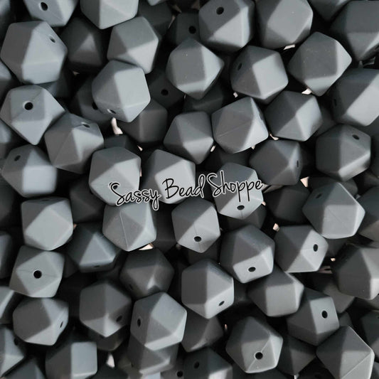 Charcoal 14mm Hexagon Silicone Beads - Sassy Bead Shoppe