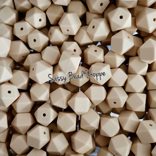 Beige 14mm Hexagon Silicone Beads - Sassy Bead Shoppe