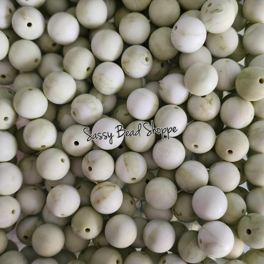 15mm Sage Marble Silicone Beads - Sassy Bead Shoppe