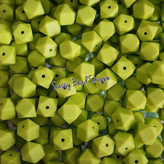 Lime 13mm Hexagon Silicone Beads - Sassy Bead Shoppe