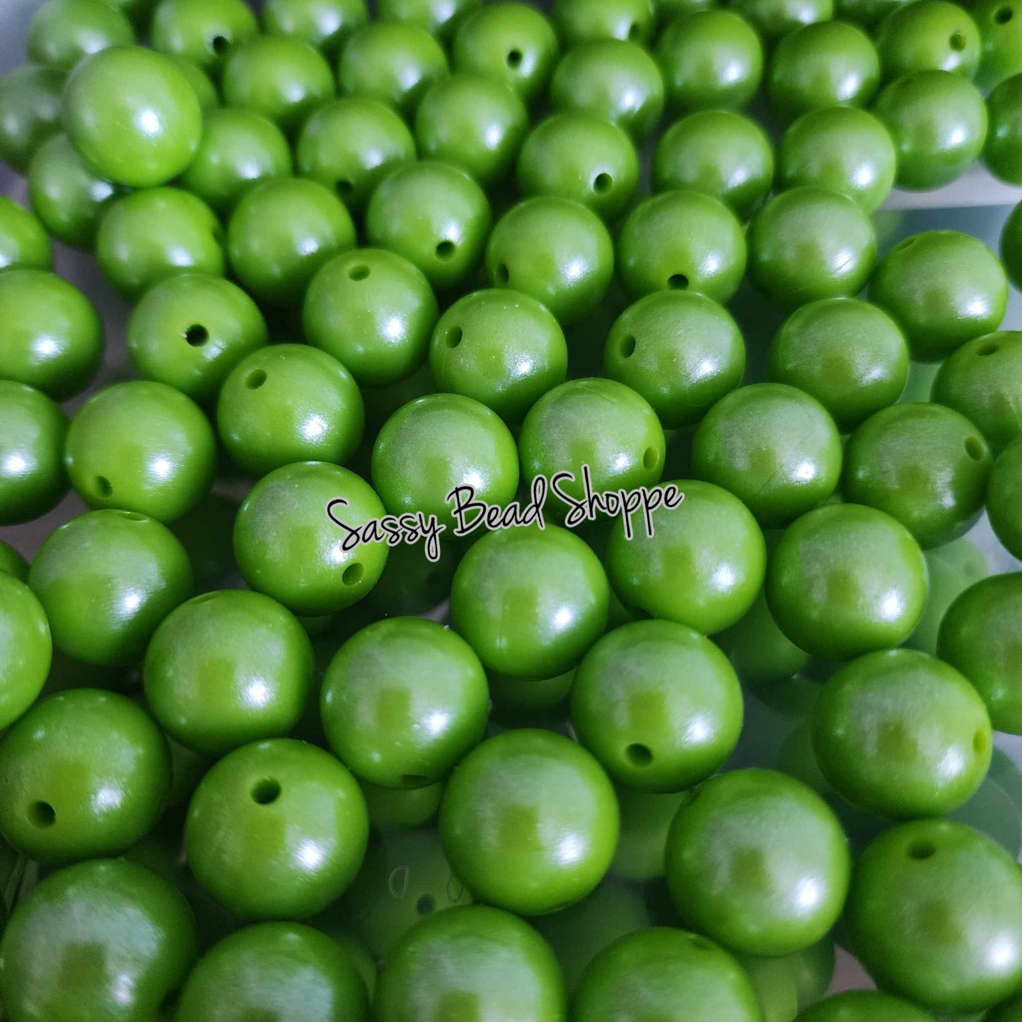 15mm Lime Shimmer Silicone Beads - Sassy Bead Shoppe