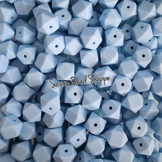 Sky 13mm Hexagon Silicone Beads - Sassy Bead Shoppe