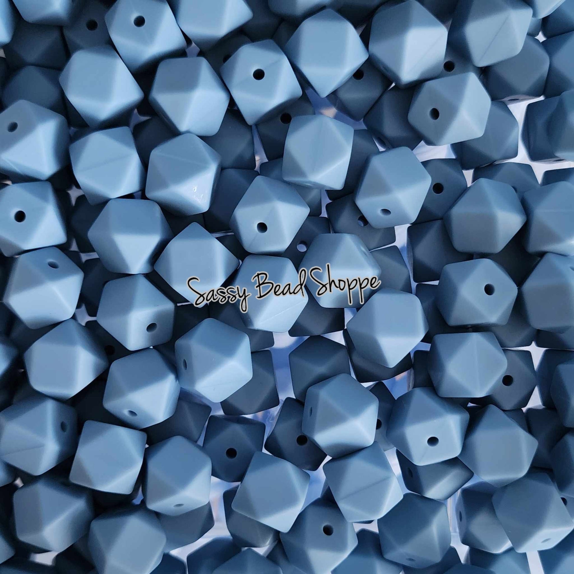 Sassy Bead Shoppe Denim Hexagon Silicone Beads