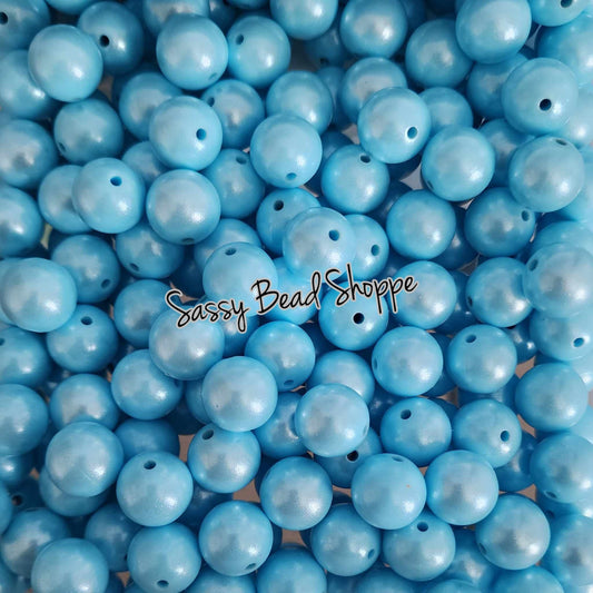 15mm Light Blue Shimmer Silicone Beads - Sassy Bead Shoppe