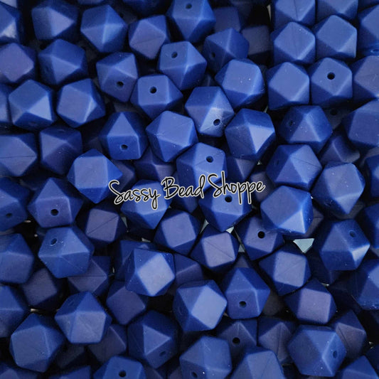 Navy 13mm Hexagon Silicone Beads - Sassy Bead Shoppe