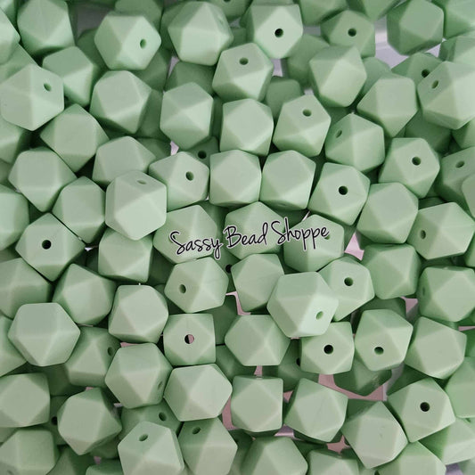 Mint Green 13mm Hexagon Silicone Beads - Sassy Bead Shoppe