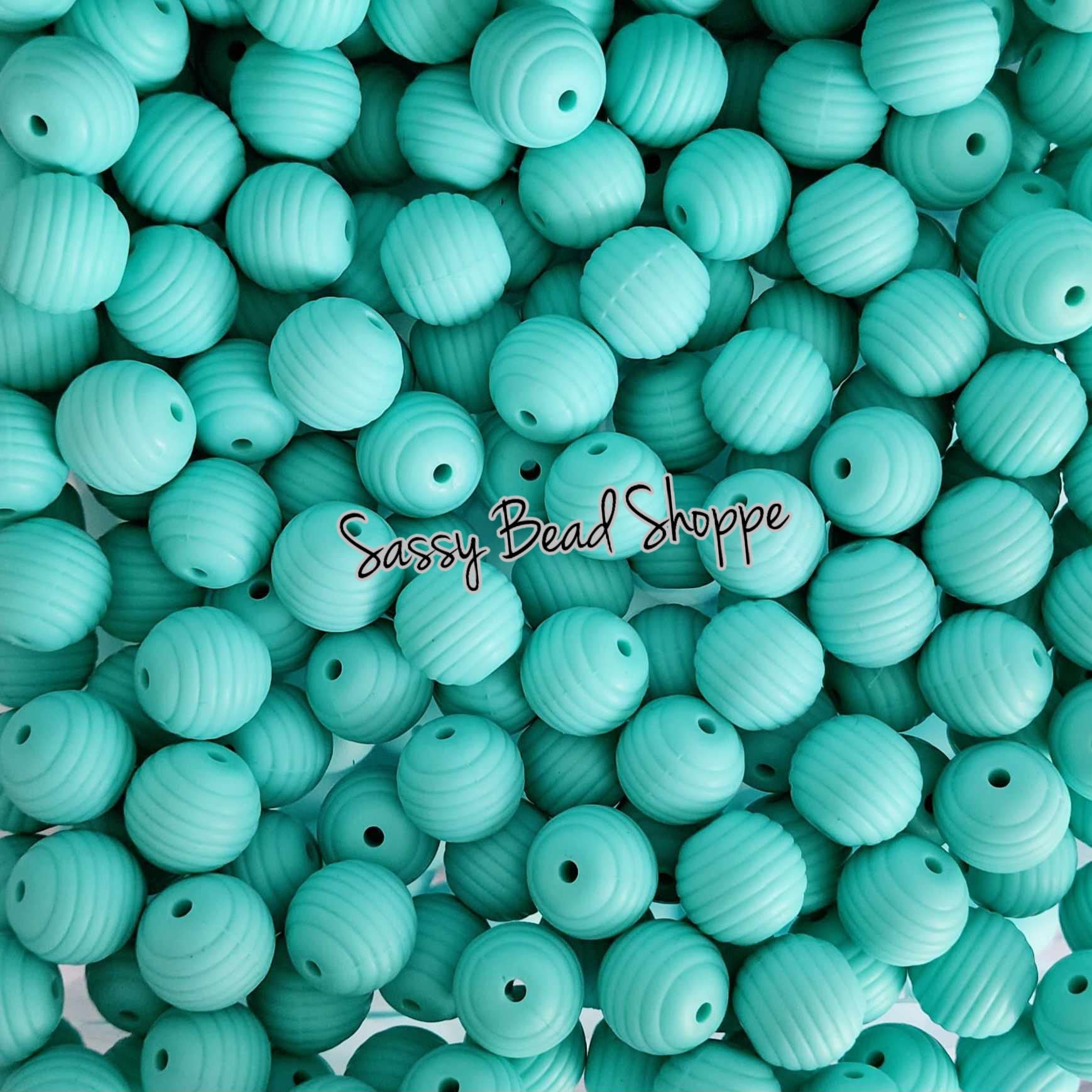 Sassy Bead Shoppe Aqua Stripe Silicone Beads