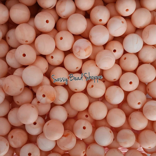 15mm Orange Marble Silicone Beads - Sassy Bead Shoppe