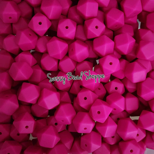 Magenta 14mm Hexagon Silicone Beads - Sassy Bead Shoppe