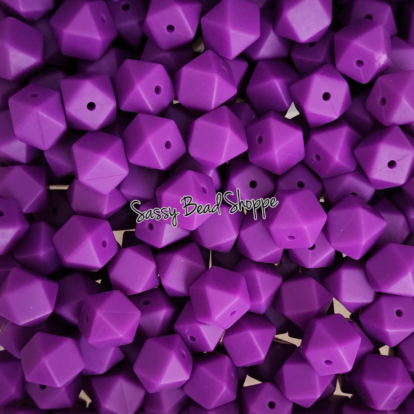 Dark Purple 14mm Hexagon Silicone Beads - Sassy Bead Shoppe