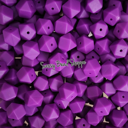 Dark Purple 14mm Hexagon Silicone Beads - Sassy Bead Shoppe