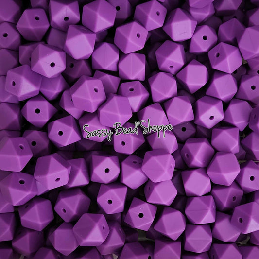 Purple 13mm Hexagon Silicone Beads - Sassy Bead Shoppe