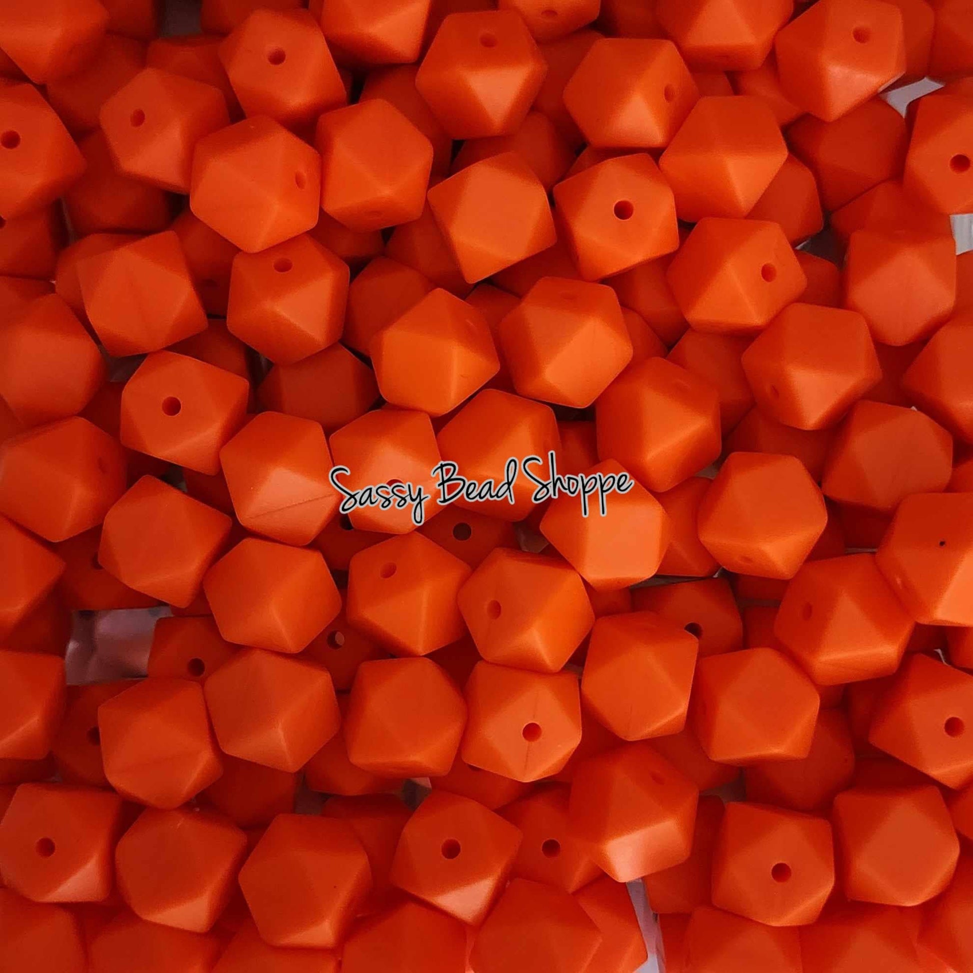 Orange 14mm Hexagon Silicone Beads - Sassy Bead Shoppe