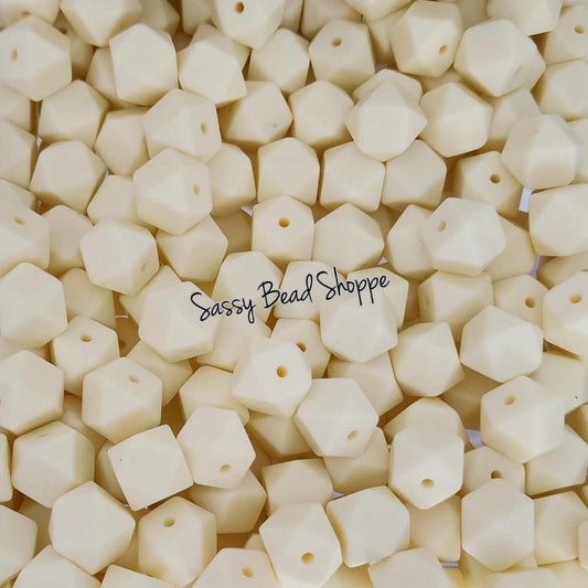 Beige Yellow 13mm Hexagon Silicone Beads - Sassy Bead Shoppe